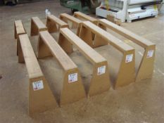 Ten various timber framed work tressels