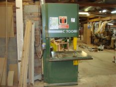 Wadkin C700 Vertical bandsawing machine with local ducting