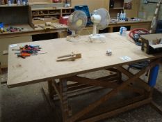 Timber framed workbench, approximatley 1.22m x 2.44m x 0.98m