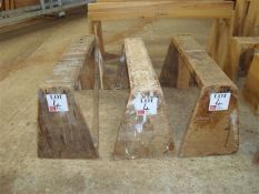 Sixteen various timber framed work tressels
