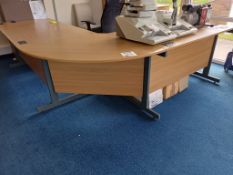 3 x 3-section corner desk clusters with integrated 3-drawer pedestal units, 2400 x 2000mm (excluding
