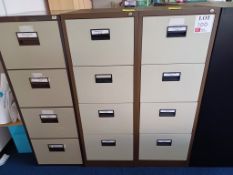 3 x metal 4-drawer file cabinets, brown/cream (excluding contents)