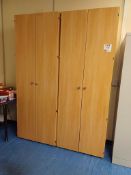 2 x beech effect double door office cabinets (excluding contents)
