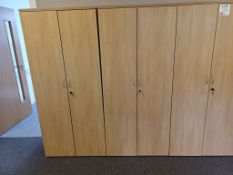 3 x oak effect double door office cabinets (excluding contents)