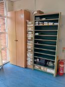 Beech effect double door office cabinet (excluding contents) with 3 x various multi compartment