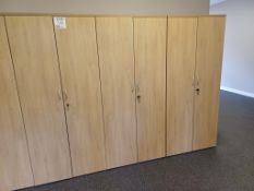 3 x oak effect double door office cabinets (excluding contents)