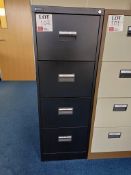 2 x metal 4-drawer file cabinets, black (excluding contents)