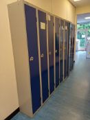 Nine Elite metal single personal lockers (excluding contents)