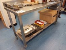 Stainless steel mobile table with under shelf, 1500mm x 600mm