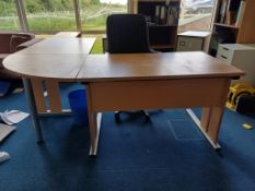 2 x 3-section corner desk clusters, 2000mm x 2000mm and Various multi-function operators