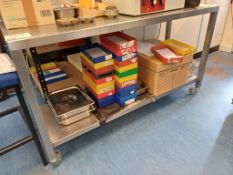 Stainless steel mobile table with under shelf, 1500mm x 600mm