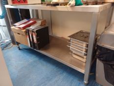 Stainless steel mobile table with under shelf, 1500mm x 750mm