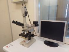 Nikon bench microscope including NIKON TK-C1381 video camera and monitor