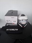 Stealth Flip Up Gloss white motorcycle helmet, size large, RRP £74.99