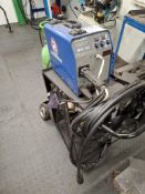 R Tech 180 Mig welder with associated trolley and Bohler welding helmet