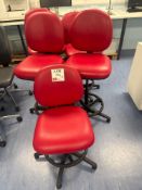 5 x red leatherette high office chairs