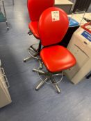 2 x red leatherette high office chairs