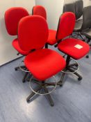 4 x red cloth high office chairs