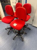 4 x red cloth high office chairs