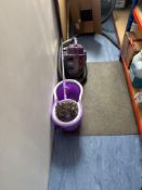 Contents of cleaning cupboard to include 2 hoovers, 2 bays of racking, mops, brushes