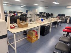6 section laboratory desking unit with built in electric and internal sockets