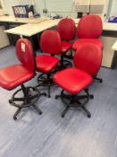5 x red leatherette high office chairs