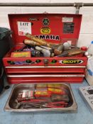 Multi-drawer tool box and contents, as photographed