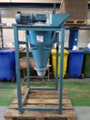Powered material mixer/ hopper mounted to steel fabricated frame