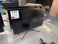 Two Hannspree HE272 LCD monitors with power adaptors