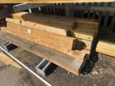 Eleven treated C24 gate posts 3m long and two untreated gate posts 2.4m long