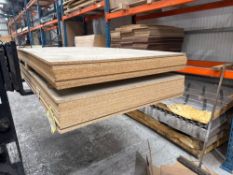 Ten sheets of 18mm and nine sheets of 15mm chipboard, sheet size 2440 x 1220mm