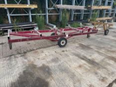 Large metal framed material moving trolly 4m long