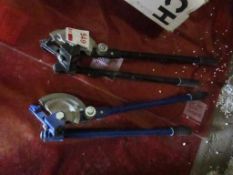 Two various manual pipe benders