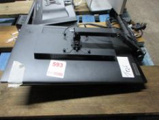Six flat screen monitors, three desk mounting monitor arm