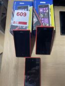 Three Nokia Lumia 720 mobile phones