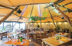 Solid wood timber Giant Hat Tipi wall panels to back edge to the rear of the tipis