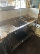 Stainless steel twin basin freestanding sink and drainer with tap