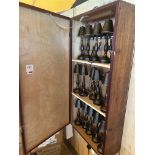 Timber frame wooden store cupboard with 15 USB chargable lamps and chargers