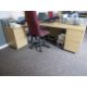 Two light wood effect corner desks, three pedestals, one bookcase, four upholstered chairs, one 4- - Image 1 of 7