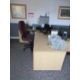 Two light wood effect corner desks, three pedestals, one bookcase, four upholstered chairs, one 4- - Image 2 of 7