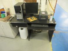 Ilyama square desktop monitor, Xstone tower PC, keyboard, mouse & Label Station Pro 200 label maker