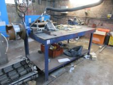 Metal frame/top workbench, 2.2m x 1m with Irwin No.6 bench vice
