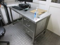 Stainless steel workbench with 3 x under drawers and upstand 900 x 600 x height 920mm