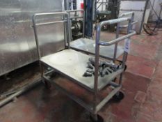 Stainless steel frame single shelf component trolley, 1.2m x 700mm