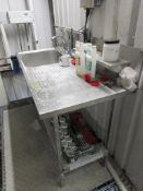 Stainless steel freestanding deep bowl sink with under shelf, 1.5m x 650 x height 900mm