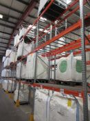 Nine bays of boltless adjustable pallet racking 2.8m x 900 x height 6m, with wire shelving and