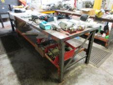 Metal frame/top workbench, 2.8m x 1m