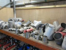 Bay of boltless racking, 2.8m x 1.1m x height 4m, with contents including ball valves, piping,