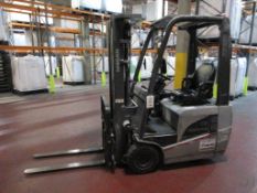Nissan 15 triple mast battery operated forklift truck, model SINIL15Q, serial no. SINIE721708 (