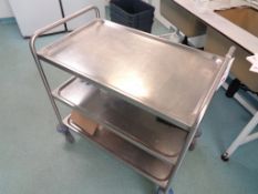 Stainless steel triple shelf mobile trolley